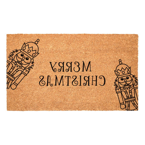 24" X 36" Brown And Black Christmas Merry Christmas Outdoor Coir Door Mat