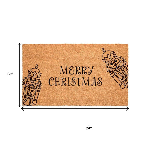 24" X 36" Brown And Black Christmas Merry Christmas Outdoor Coir Door Mat