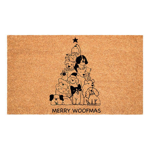 24" X 36" Brown And Black Christmas Outdoor Coir Door Mat