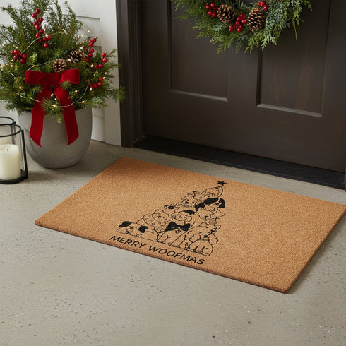 24" X 36" Brown And Black Christmas Outdoor Coir Door Mat