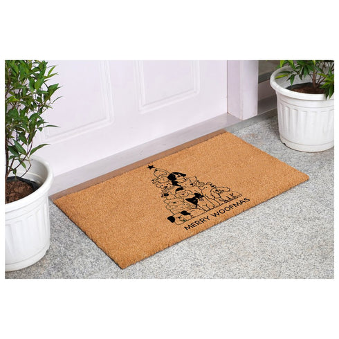24" X 36" Brown And Black Christmas Outdoor Coir Door Mat