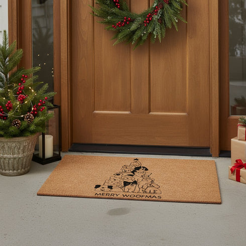 24" X 36" Brown And Black Christmas Outdoor Coir Door Mat