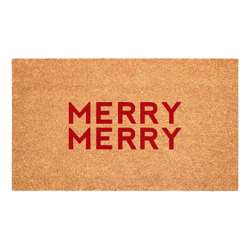 17" X 29" Brown And Red Christmas Outdoor Coir Door Mat
