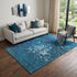 9' X 12' Navy Blue And Ivory Abstract Washable Area Rug With UV Protection