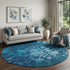 9' X 12' Navy Blue And Ivory Abstract Washable Area Rug With UV Protection