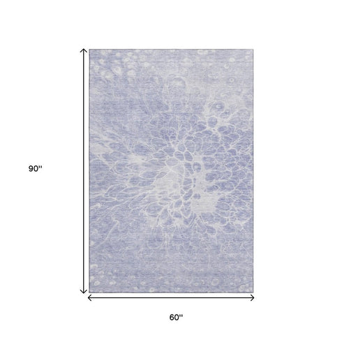 9' X 12' Lavender And Ivory Abstract Washable Area Rug With UV Protection