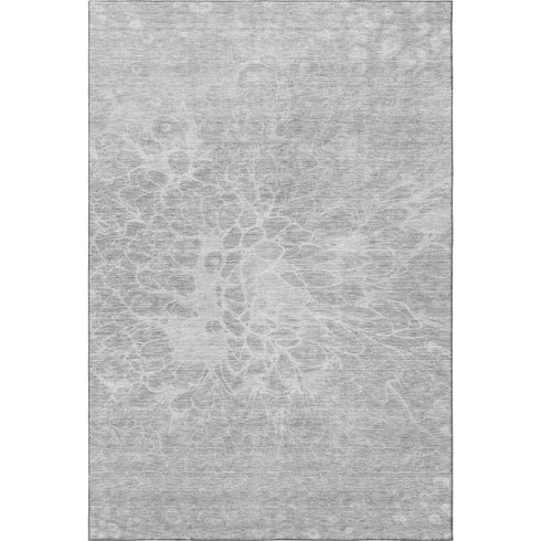 9' X 12' Silver And Gray Abstract Washable Area Rug With UV Protection