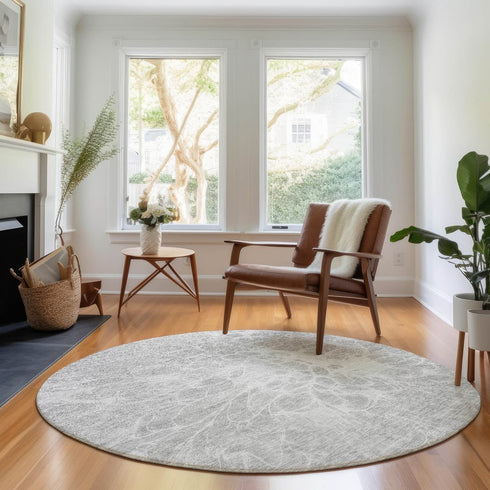 9' X 12' Silver And Gray Abstract Washable Area Rug With UV Protection