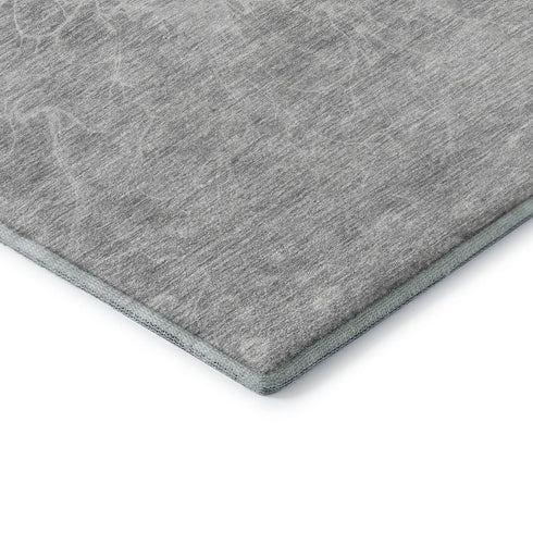 9' X 12' Silver And Gray Abstract Washable Area Rug With UV Protection