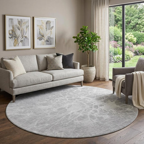 9' X 12' Silver And Gray Abstract Washable Area Rug With UV Protection