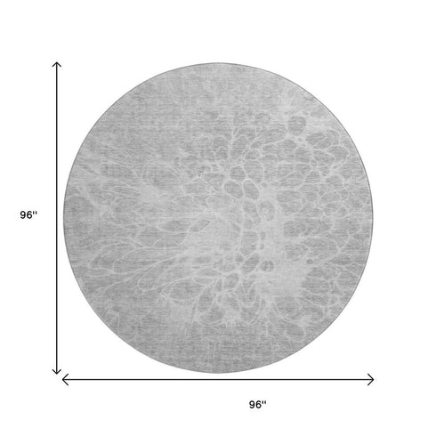 9' X 12' Silver And Gray Abstract Washable Area Rug With UV Protection