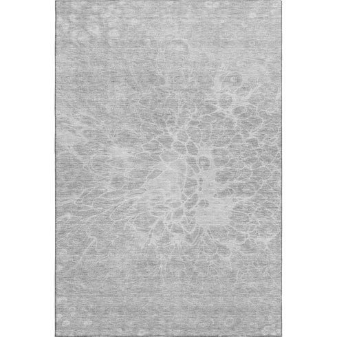 9' X 12' Silver And Gray Abstract Washable Area Rug With UV Protection