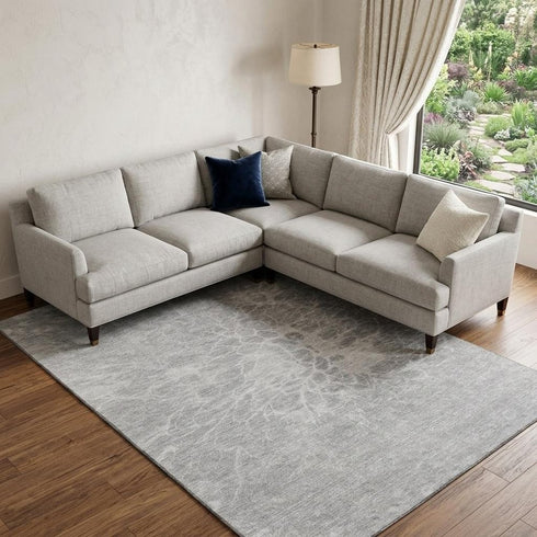 9' X 12' Silver And Gray Abstract Washable Area Rug With UV Protection