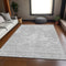 9' X 12' Silver And Gray Abstract Washable Area Rug With UV Protection