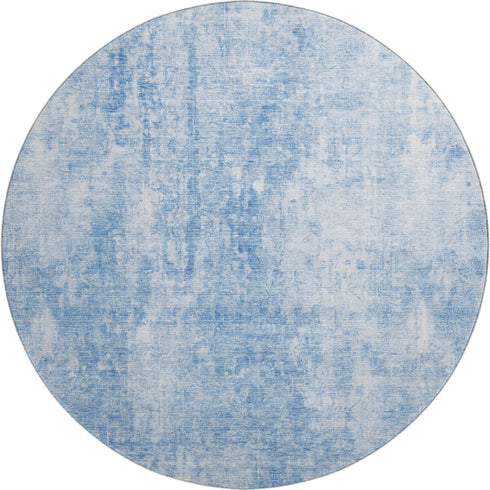 9' X 12' Blue And Ivory Abstract Washable Area Rug With UV Protection