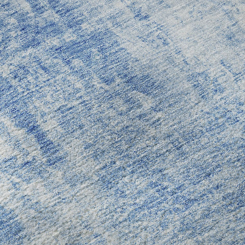 9' X 12' Blue And Ivory Abstract Washable Area Rug With UV Protection