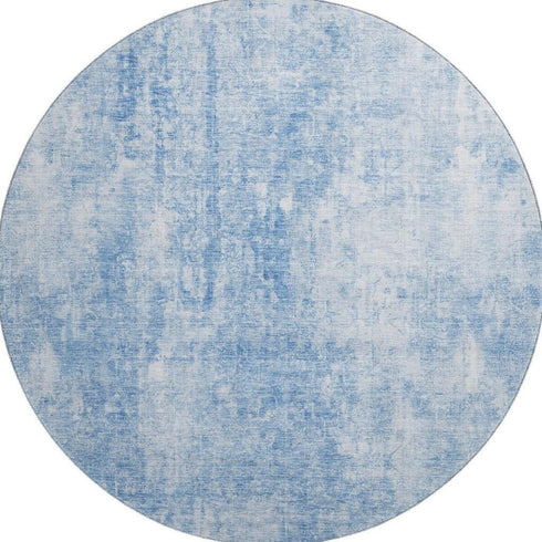 9' X 12' Blue And Ivory Abstract Washable Area Rug With UV Protection