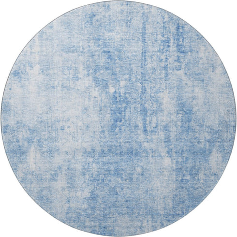 9' X 12' Blue And Ivory Abstract Washable Area Rug With UV Protection
