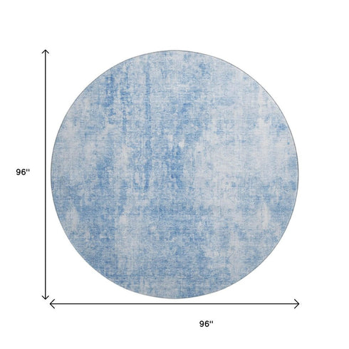 9' X 12' Blue And Ivory Abstract Washable Area Rug With UV Protection