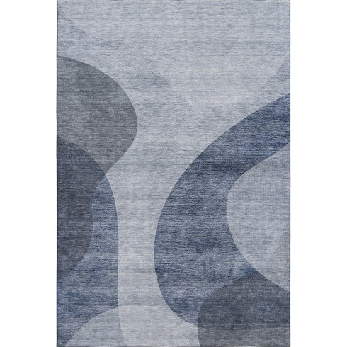 9' X 12' Blue And Ivory Geometric Washable Area Rug With UV Protection
