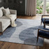 9' X 12' Blue And Ivory Geometric Washable Area Rug With UV Protection