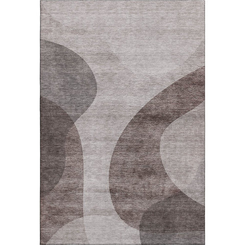 9' X 12' Coffee And Taupe Geometric Washable Area Rug With UV Protection
