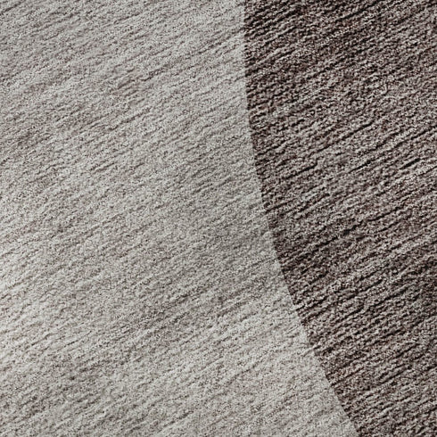 9' X 12' Coffee And Taupe Geometric Washable Area Rug With UV Protection