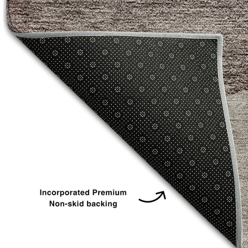 9' X 12' Coffee And Taupe Geometric Washable Area Rug With UV Protection