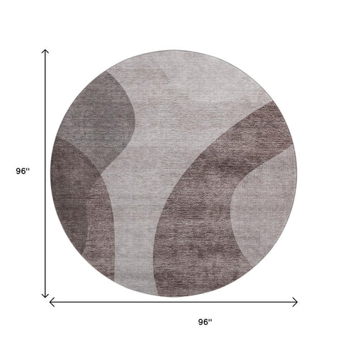 9' X 12' Coffee And Taupe Geometric Washable Area Rug With UV Protection