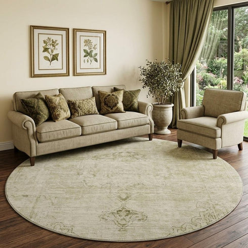 9' X 12' Beige And Brown Oriental Washable Area Rug With UV Protection