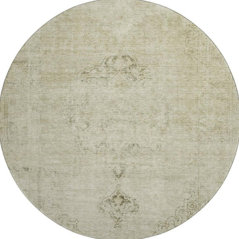 9' X 12' Beige And Brown Oriental Washable Area Rug With UV Protection