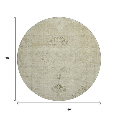 9' X 12' Beige And Brown Oriental Washable Area Rug With UV Protection