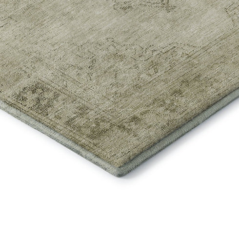 9' X 12' Beige And Brown Oriental Washable Area Rug With UV Protection