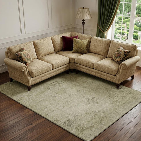 9' X 12' Beige And Brown Oriental Washable Area Rug With UV Protection