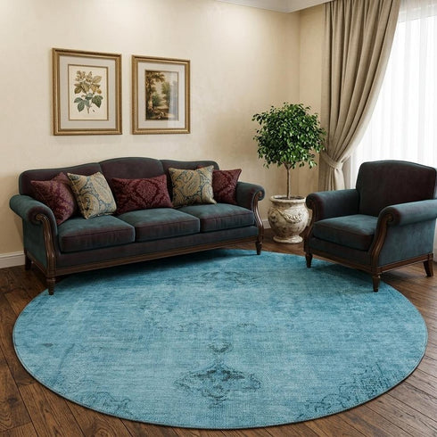 9' X 12' Blue And Gray Oriental Washable Area Rug With UV Protection