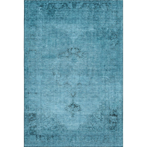 9' X 12' Blue And Gray Oriental Washable Area Rug With UV Protection