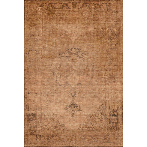 8' X 10' Copper And Brown Oriental Washable Area Rug With UV Protection