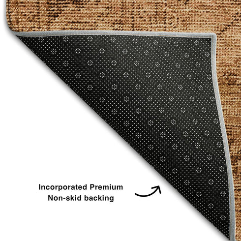 8' X 10' Copper And Brown Oriental Washable Area Rug With UV Protection