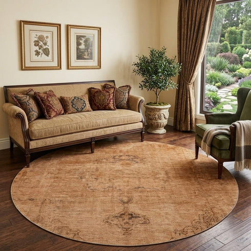 8' X 10' Copper And Brown Oriental Washable Area Rug With UV Protection