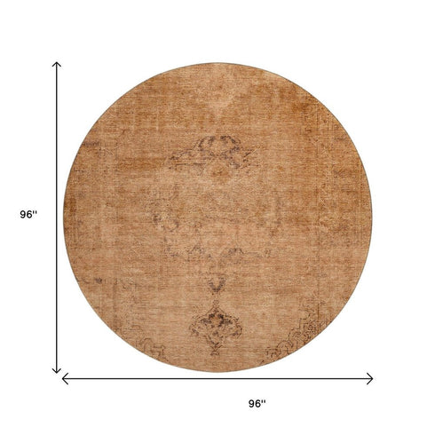 8' X 10' Copper And Brown Oriental Washable Area Rug With UV Protection