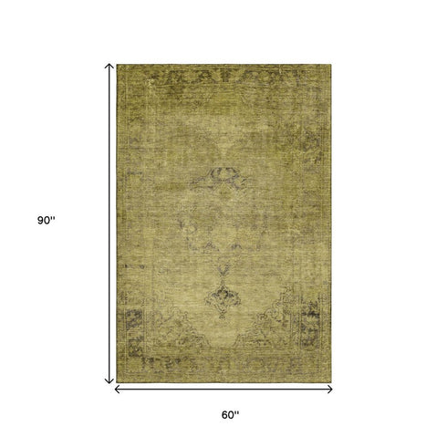 9' X 12' Gold And Wheat Oriental Washable Area Rug With UV Protection