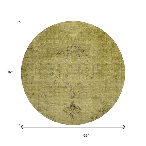 9' X 12' Gold And Wheat Oriental Washable Area Rug With UV Protection