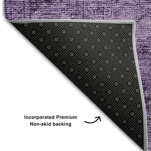 9' X 12' Purple And Ivory Oriental Washable Area Rug With UV Protection