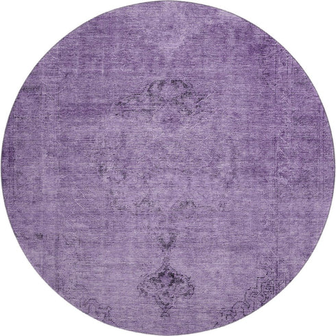 9' X 12' Purple And Ivory Oriental Washable Area Rug With UV Protection