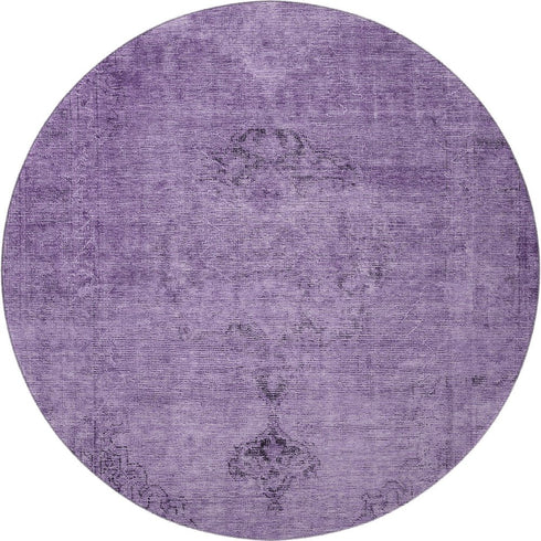 9' X 12' Purple And Ivory Oriental Washable Area Rug With UV Protection