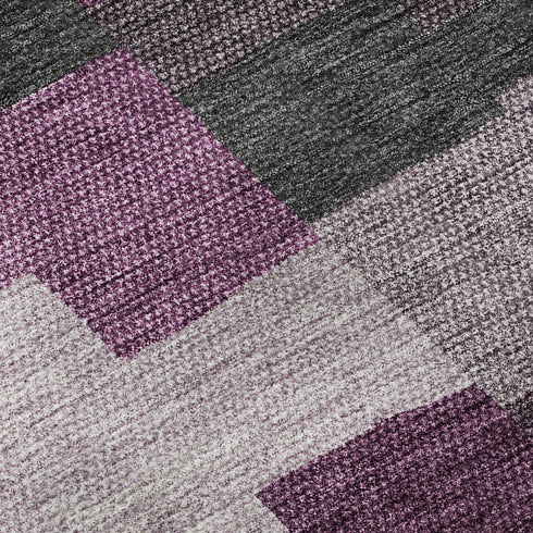 9' X 12' Merlot Gray And Ivory Geometric Washable Area Rug With UV Protection