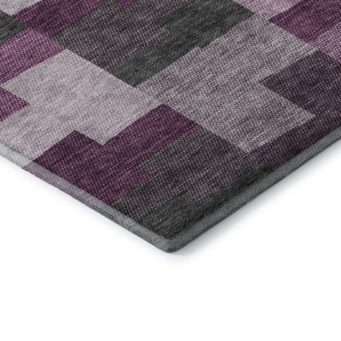 9' X 12' Merlot Gray And Ivory Geometric Washable Area Rug With UV Protection