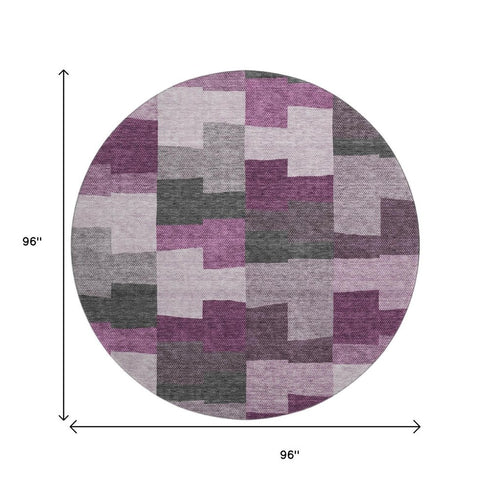 9' X 12' Merlot Gray And Ivory Geometric Washable Area Rug With UV Protection