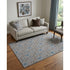 9' X 12' Coffee And Blue Floral Washable Area Rug With UV Protection