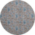 9' X 12' Coffee And Blue Floral Washable Area Rug With UV Protection